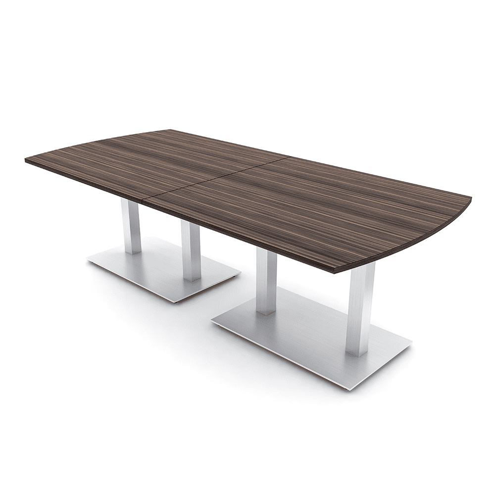 8' Arc Rectangle Powered Conference Room Table Square Metal Bases ...