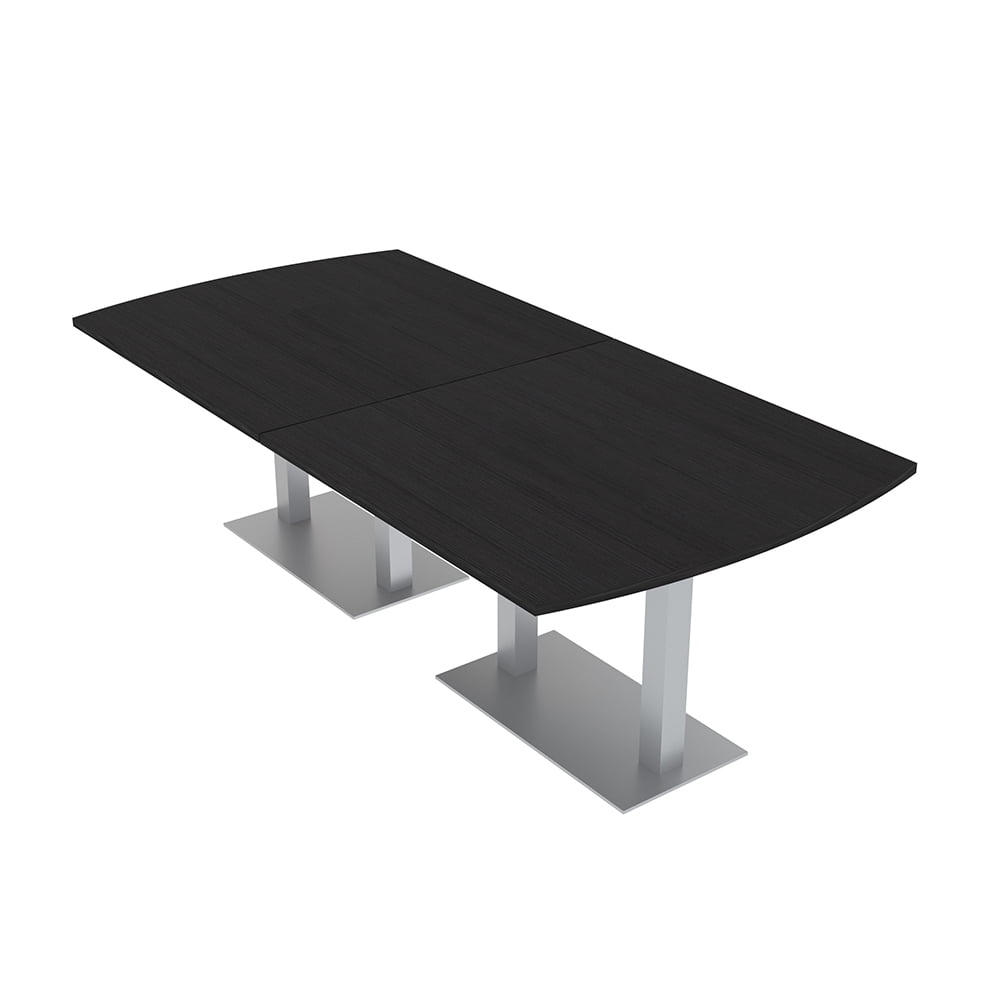 8' Arc Rectangle Powered Conference Room Table Square Metal Bases ...