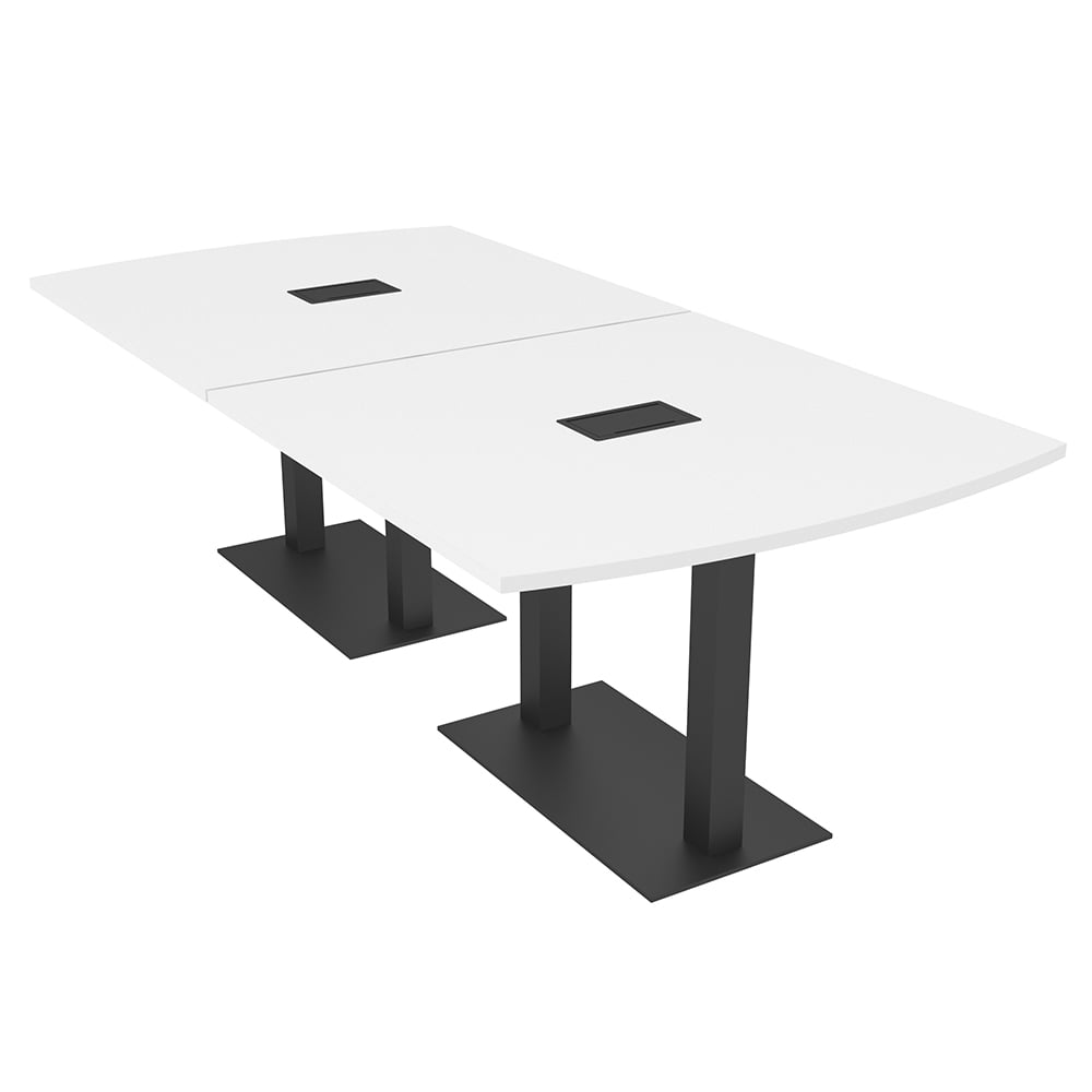8' Arc Rectangle Powered Conference Room Table Square Metal Bases ...