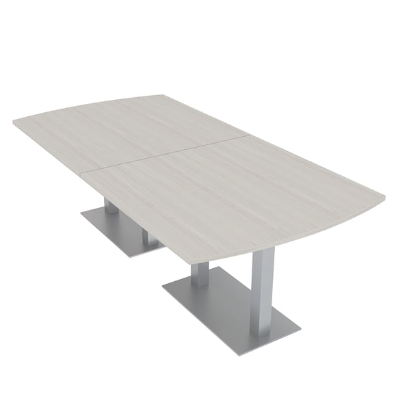 8' Arc Rectangle Powered Conference Room Table Square Metal Bases