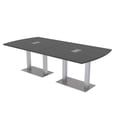 thumbnail image 1 of 8' Arc Rectangle Powered Conference Room Table Square Metal Bases, 1 of 7