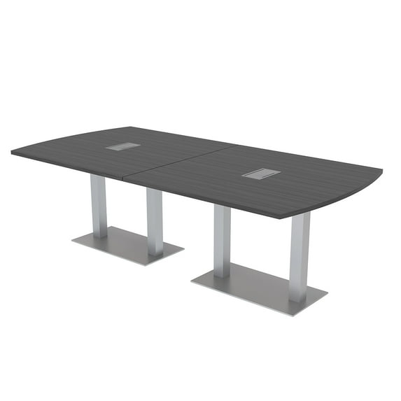 8' Arc Rectangle Powered Conference Room Table Square Metal Bases