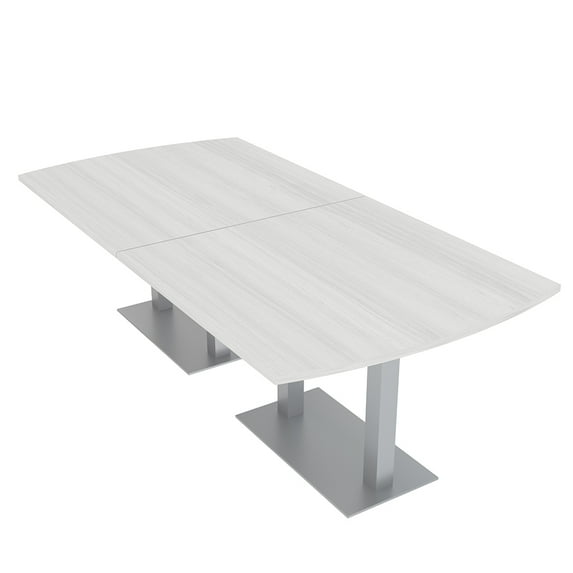 8' Arc Rectangle Powered Conference Room Table Square Metal Bases