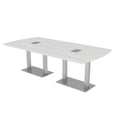 thumbnail image 1 of 8' Arc Rectangle Powered Conference Room Table Square Metal Bases, 1 of 7