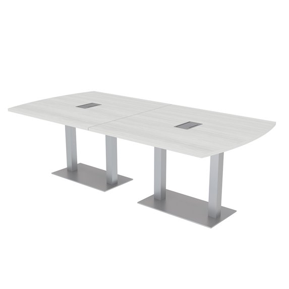 8' Arc Rectangle Powered Conference Room Table Square Metal Bases