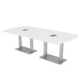 thumbnail image 1 of 8' Arc Rectangle Powered Conference Room Table Square Metal Bases, 1 of 7