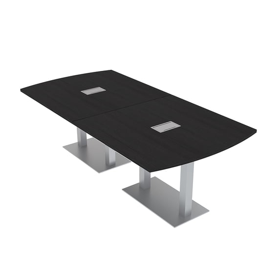 8' Arc Rectangle Powered Conference Room Table Square Metal Bases