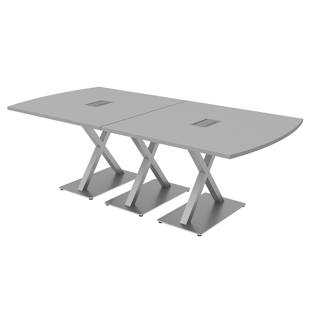 8' Arc Rectangle Powered Conference Room Table With X Shaped Bases ...