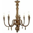 thumbnail image 1 of 8-Arm Chandelier Rustic Distressed Hand-Painted Wood, Oxidized Iron Metal, 1 of 1