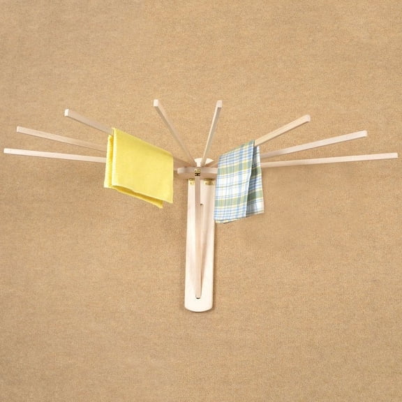 8-Arm Wooden Wall Clothes Dryer