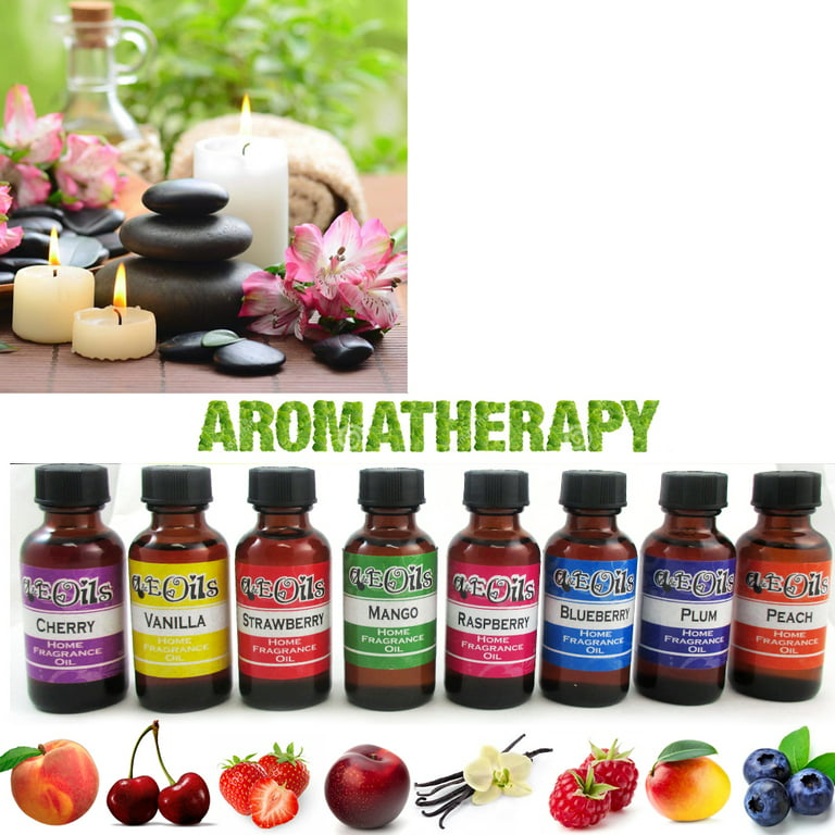 8 Aroma Therapy Oils Set Fruit Scent Spa Home Fragrance Air Diffuser Burner  30ml