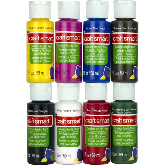 8 Assorted Outdoor Acrylic Paint Set by Craft Smart - Non-Toxic Paint For Drawing - Painting - Art & Crafts Supplies - 1 Pack