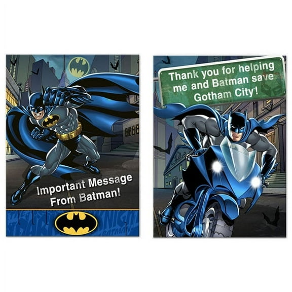 8~BATMAN 8 INVITATIONS AND 8 THANK YOU NOTES PARTY SUPPLIES