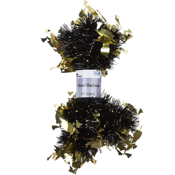 Tinsel Garland, Black and Gold, 8', Graduation by Way To Celebrate