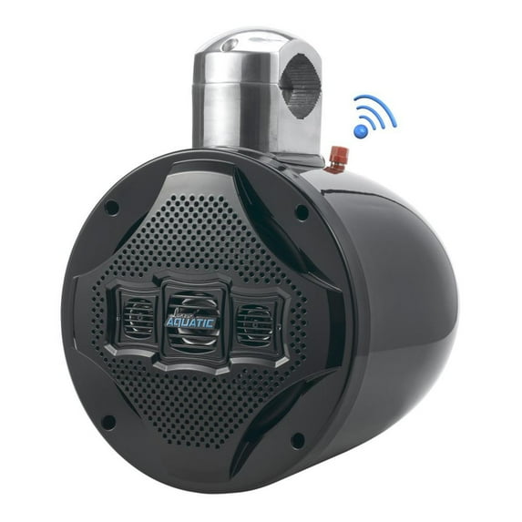 8-in Bluetooth Wakeboard Speaker. * Marine Active Powered Tower Speaker, 4-Way Water Resistant, 1200 Watt (Black)
