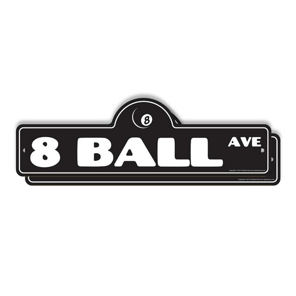 8 Ball (2 Pack) Plastic Street Sign - 6 Inch X 18 Inch Gift Pool Billiards Cue Chalk Game Room Bar Decor Table Fun Match Play