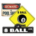 thumbnail image 1 of 8 Ball (3 Pack) Plastic Street Sign Crossing Sign Warning Sign Vintage Rustic Beware Warning Xing Pool Billiards Cue Chalk Game Room Bar Decor Table Fun Match Play, 1 of 9
