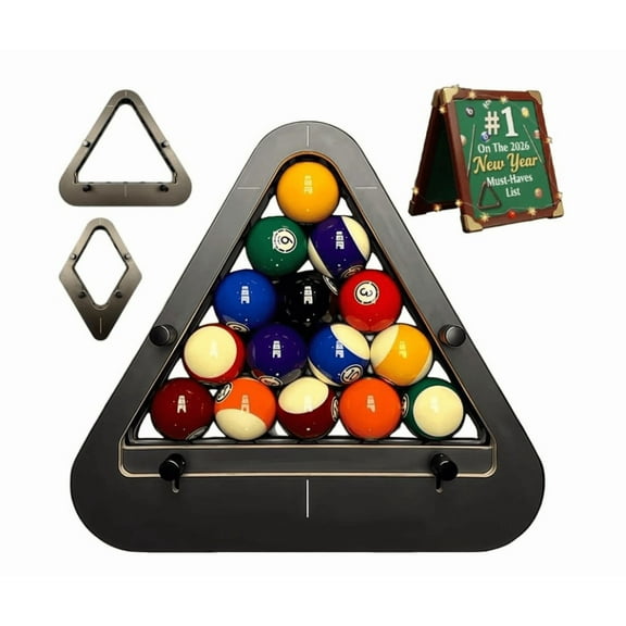8-Ball&9-Ball PRO Precision Billiard Rack,Heavy Duty Solid Wood Triangle/Diamond Pool Ball Racks,Consistent Tight Rack Tool for Standard Pool Tables,Professional Billiards Accessories(8Ball)