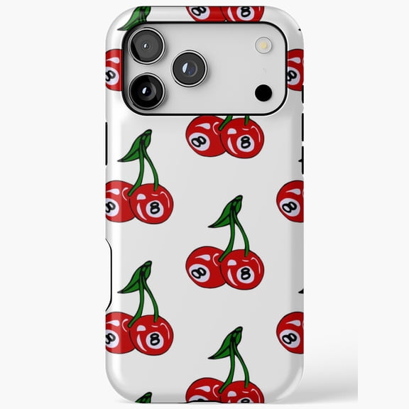 8 Ball Cherry Pattern for iPhone Case 11 through 17 Pro Max
