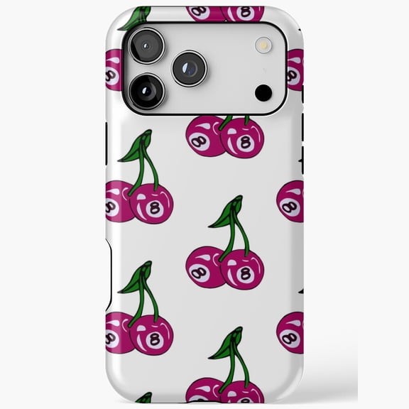 8 Ball Cherry Pattern for iPhone Case 11 through 17 Pro Max
