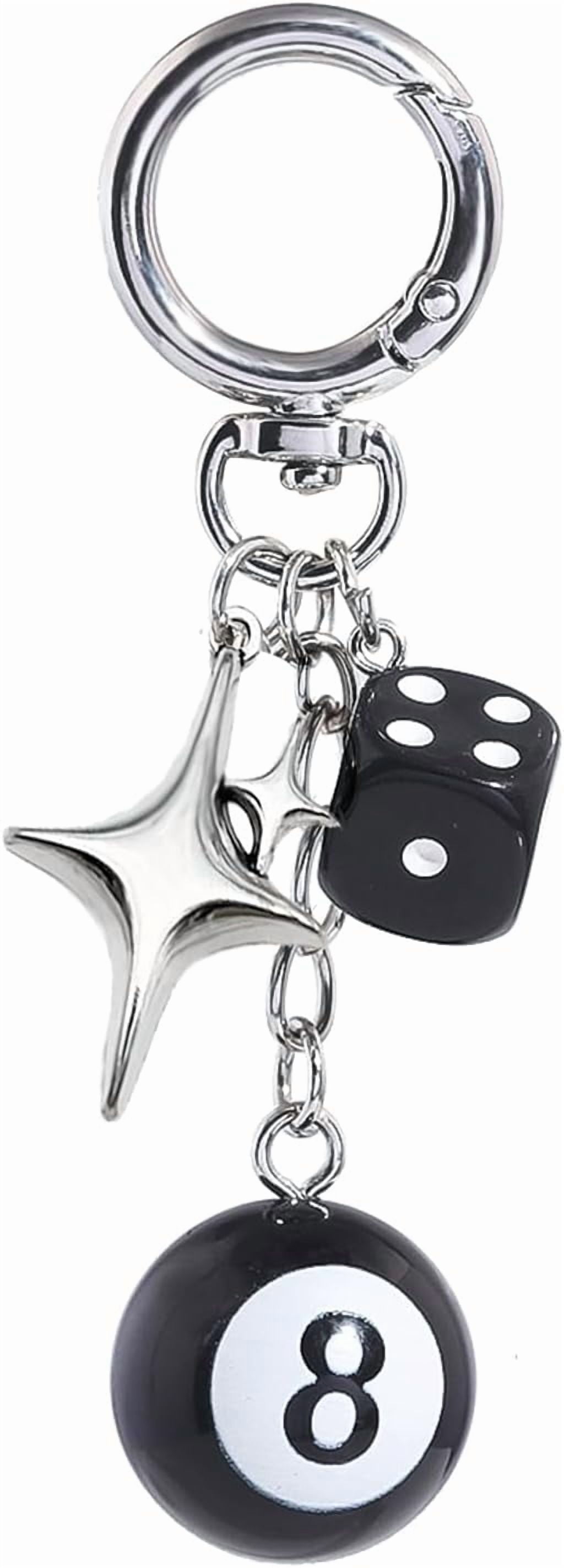 8 Ball Dice Charm Keychain - Cute Bag Purse Handbag