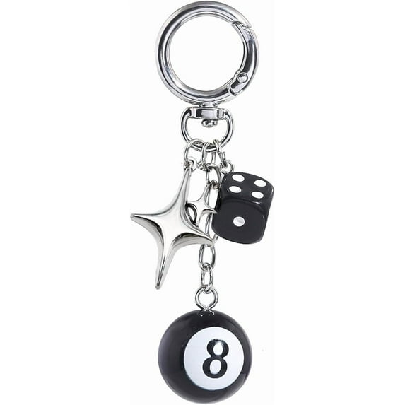 8 Ball Dice Charm Keychain - Cute Bag Purse Handbag Accessories - Y2K Aesthetic Key Chain for Women Men