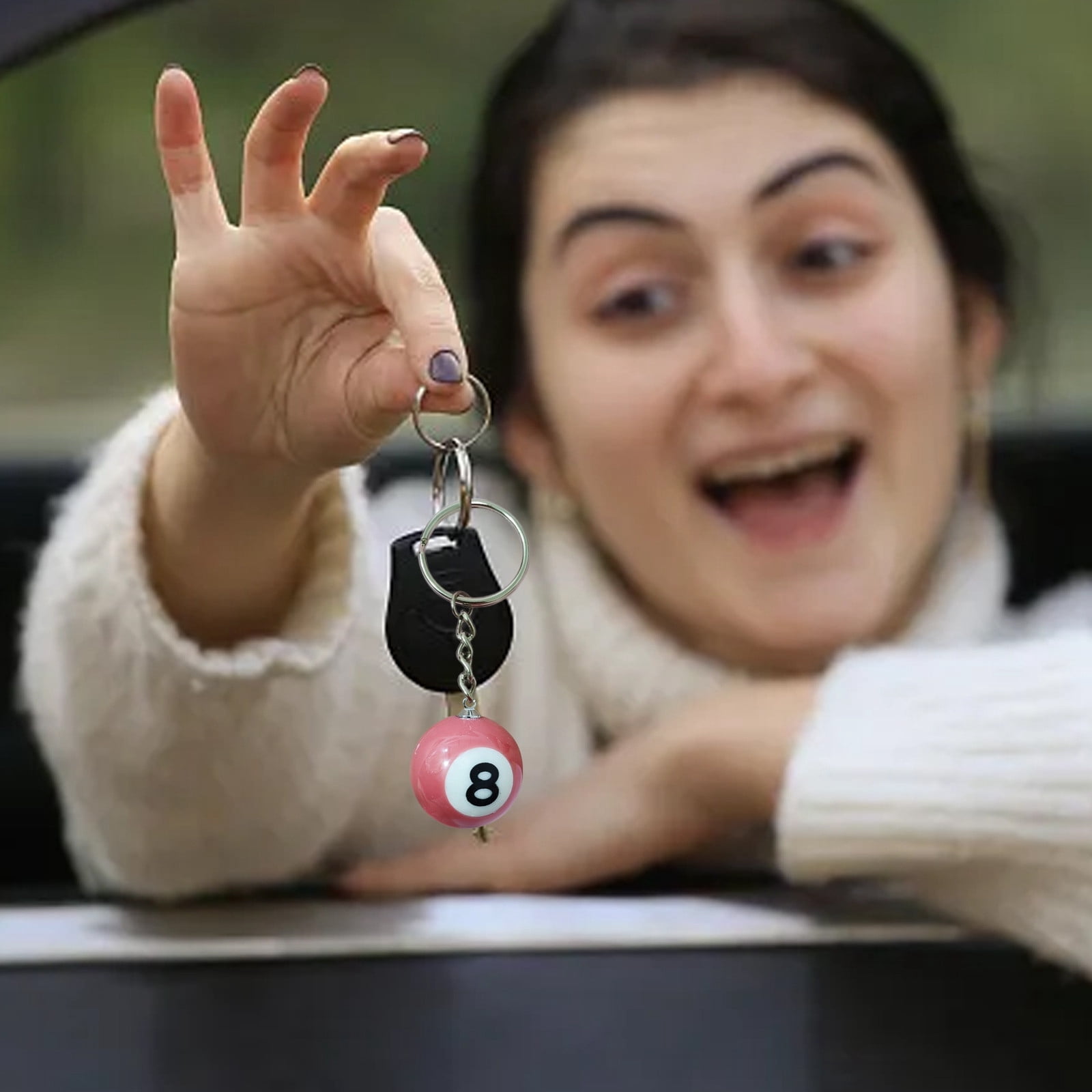 8 Ball Keychain - Creative Key Ring with Stylish Design, for Everyday ...
