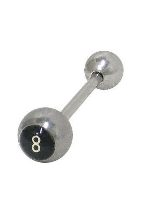8 Ball Logo Straight Barbell Tongue Ring