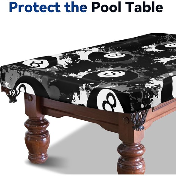 8 Ball Pattern Billiard Pool Table Cover, Waterproof and Tearproof Snooker Table Cover for PoolTable, Indoor/Outdoor Pootable Accessories for Protecting Felt$$
