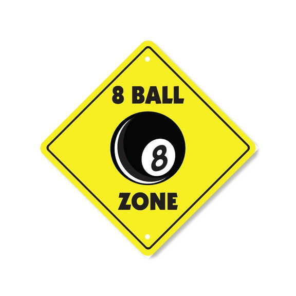 8 Ball Plastic Crossing Sign - 10 Inch X 10 Inch Xing Sign Gift Pool Billiards Cue Chalk Game Room Bar Decor Table Fun Match Play