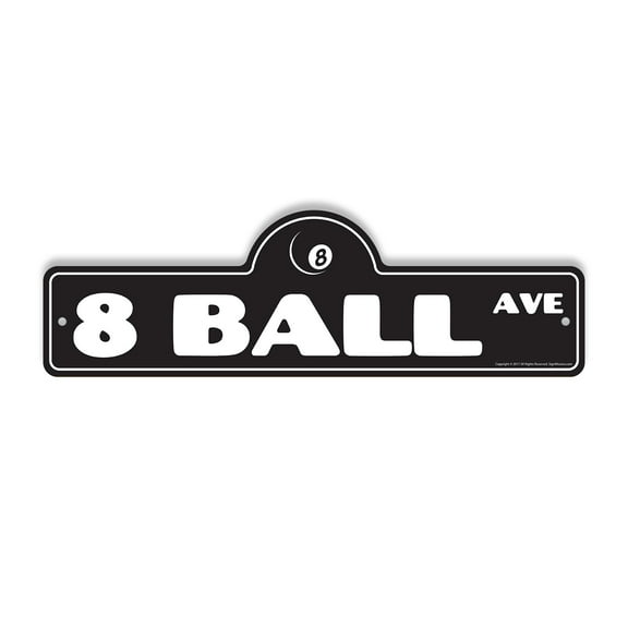 8 Ball Plastic Street Sign - 7 Inch X 20 Inch Gift Pool Billiards Cue Chalk Game Room Bar Decor Table Fun Match Play