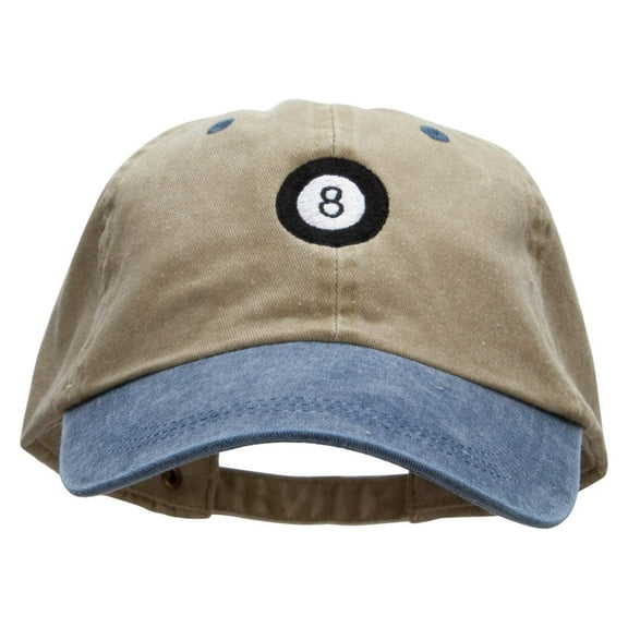 8 Ball Pool Embroidered Pigment Dyed Wash Cap - Khaki Navy OSFM