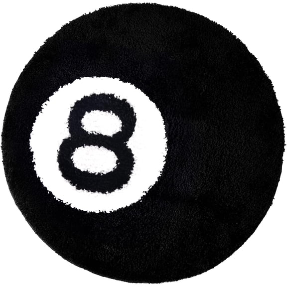 8 Ball Rug - 3ft Black Round Carpet Billiard Pool 8 Ball Carpet, Non-Slip Flocking Floor Bath Mat for Living Room Decor, Alt Room Decor Soft Y2K Rug Hypebeast Doormat for Bedroom