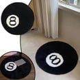 thumbnail image 1 of 8 Ball Rug, Black Round Carpet Billiard Pool 8 Ball Carpet, Large Black Round Rug for Home Decor, Cool Eight Ball Rug for Bedroom Living Room, Housewarming Gift, Black, 1 of 7