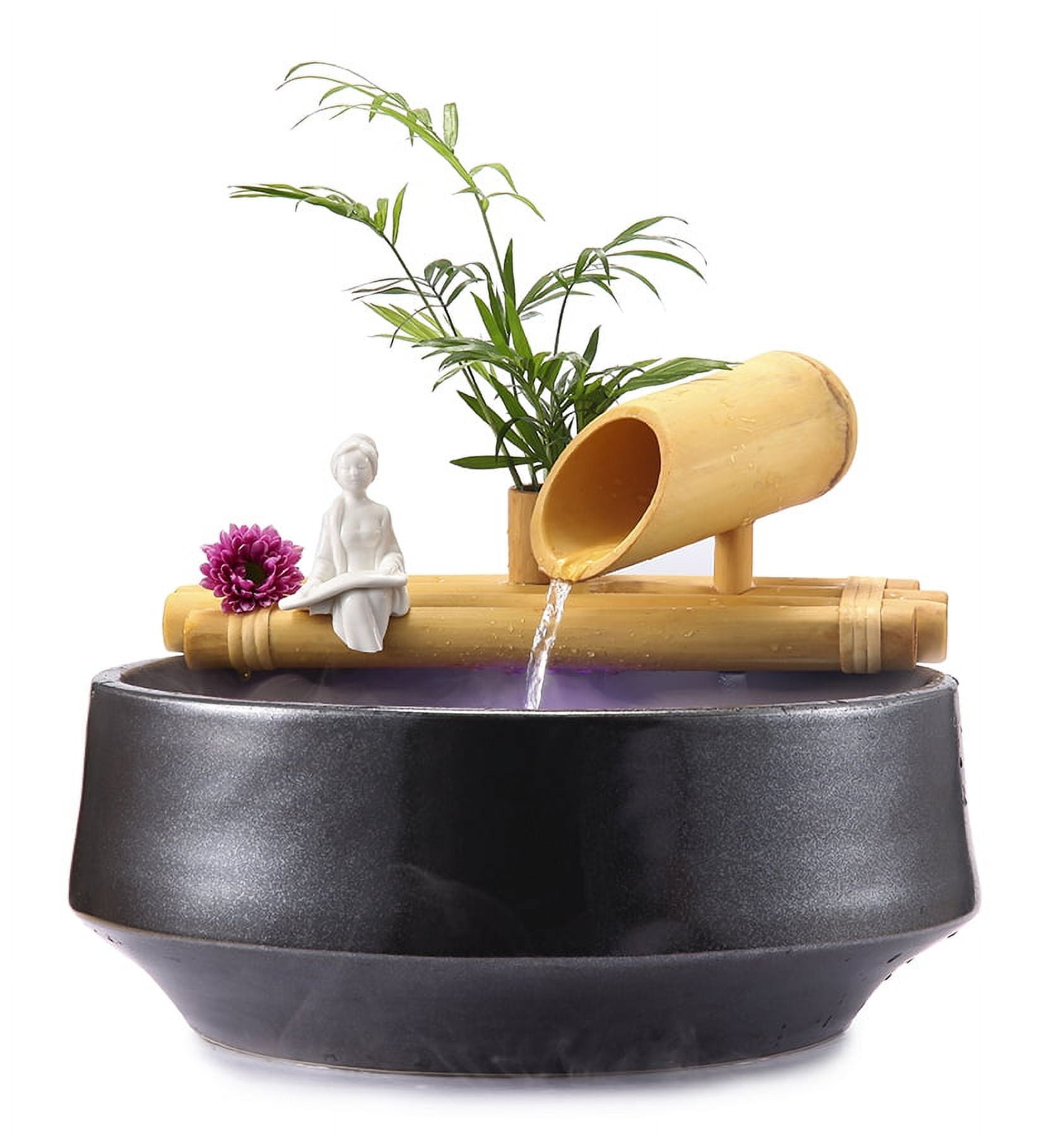 8" Bamboo Fountain with Plant Holder and Pump