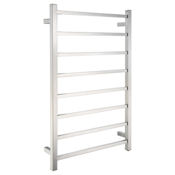 Bell Series 8-Bar Wall Mounted Electric Plug-In Bathroom Towel Warmer Rack in Polished Chrome Finish Stainless Steel