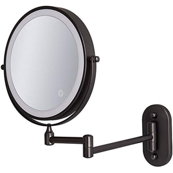 8'' Bathroom Mirrors Wall Mounted Makeup Mirror,Upgrade Auto Off LED Shaving Mirror 1X/10X Magnifying Double Sided 360°Swivel Extendable,Powered by 4 x AAA Batteries Nickel