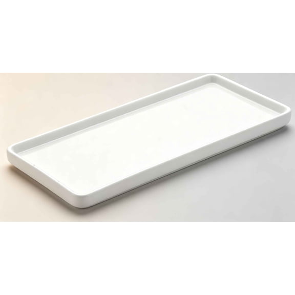 8" Bathroom Trays - Ceramic Vanity Tray for Bathroom - Small Ceramic Tray - Kitchen Soap Trays - Porcelain Dispenser Organizer for Kitchen Bathtub Counter (White)