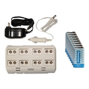 8 Bay 9 Volt Smart Charger + 8 x 9 Volt Powerizer NiMH Batteries 200 mAh
