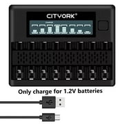 8 Bay AA AAA Smart LCD Independent Slot Battery Charger for High Capacity Low Self Discharge 1.2v Ni-MH Batteries