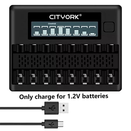 8 Bay AA AAA Smart LCD Independent Slot Battery Charger for High Capacity Low Self Discharge 1.2v Ni-MH Batteries
