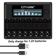 8 Bay AA AAA Smart LCD Independent Slot Battery Charger for High Capacity Low Self Discharge 1.2v Ni-MH Batteries
