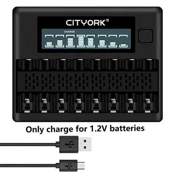 8 Bay AA AAA Smart LCD Independent Slot Battery Charger for High Capacity Low Self Discharge 1.2v Ni-MH Batteries