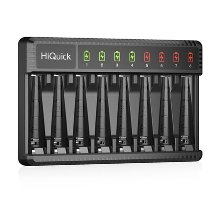 8 Bay Smart Battery Charger for Ni-MH/Ni-CD AA AAA Rechargeable Batteries with USB Cable