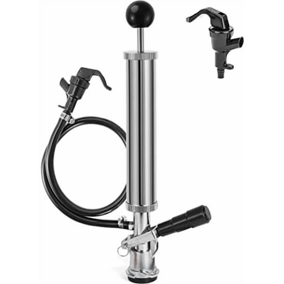 8 Beer Keg Pump Keg Tap, D System Keg Party Pump for US Sankey, Kegerator Tap Stainless Steel Probe Coupler Beer Tap with Beer Line Faucet Hose Clamps for Homebrew Picnic Parties