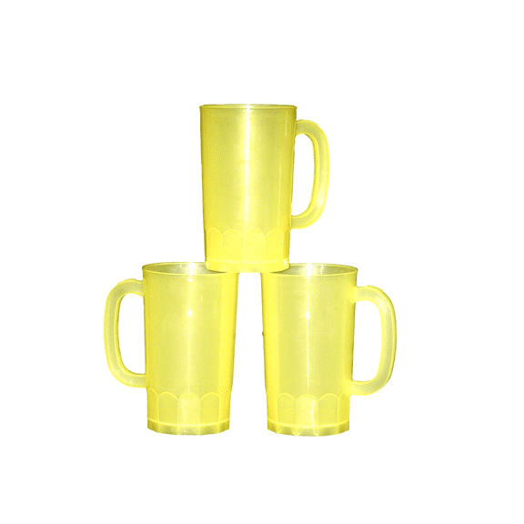 8  Beer Mugs, Translucent Yellow, 1 Pint (16 Ounce)  Mfg. USA, No BPA, Non Toxic