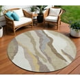 thumbnail image 1 of 8' Beige Brown And Gray Round Abstract Washable Indoor Outdoor Area Rug, 1 of 5