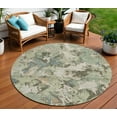 thumbnail image 1 of HomeRoots 592157 8 ft. Beige, Brown & Green Round Floral Washable Indoor & Outdoor Area Rug, 1 of 5
