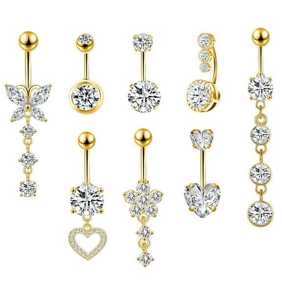 8 Belly Button Ring Dangle Belly Piercing Belly Rings Belly Rings Surgical Steel