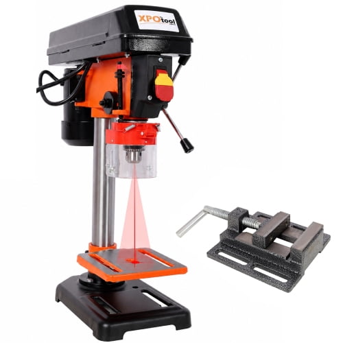 8" Benchtop Drill Press with Laser & Vise Clamp, 5 Variable Speed 770-3410 RPM, 0-45 Tilting Table for Wood & Metal